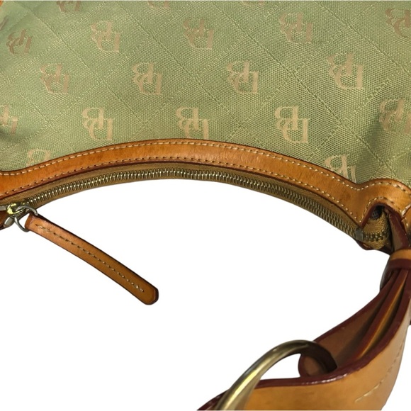DOONEY & BOURKE RARE CANVAS CRESENT CIRCLE SHOULDER HOBO BAG SATCHEL-GREEN 🍉 - Picture 7 of 12